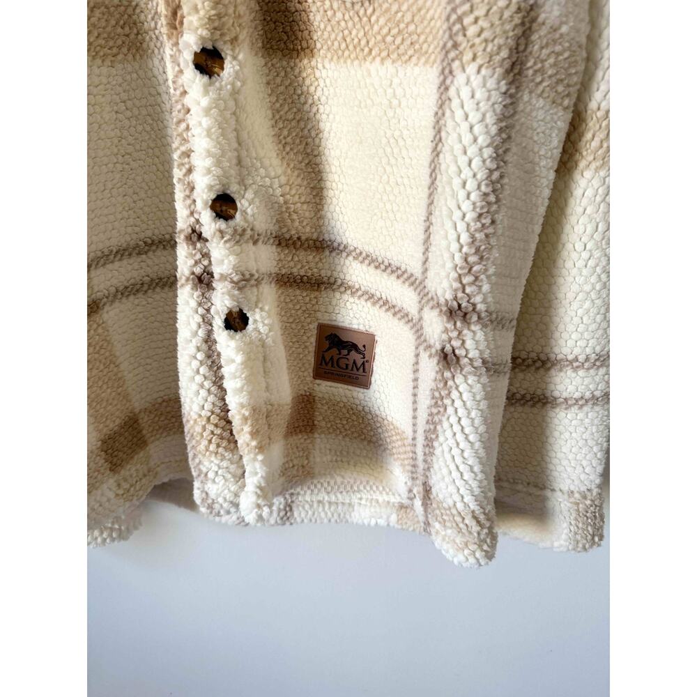 MGM Springfield Sherpa Oversized Jacket Cream Tan Size Large - Picture 4 of 6